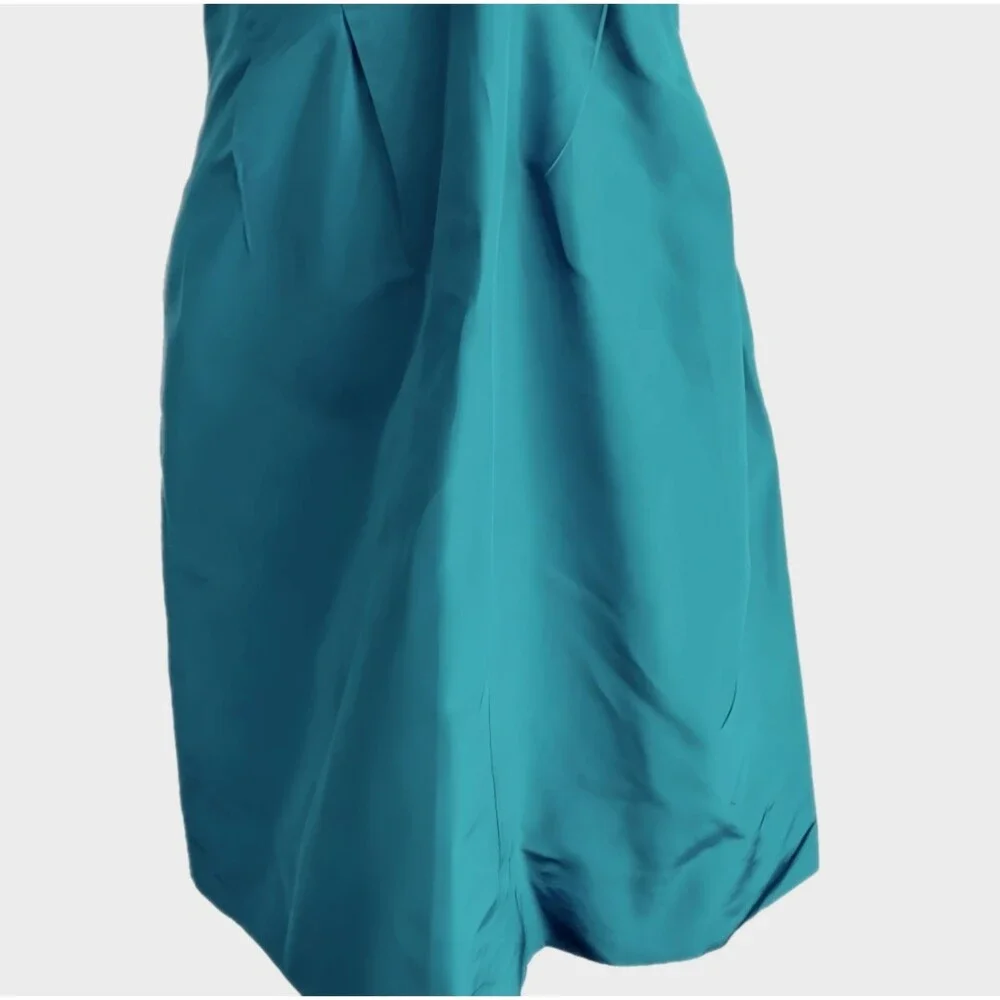 J.Crew -LIKE NEW- $250 Teal Green Strapless Sweetheart Silk Sheath Dress Size 10